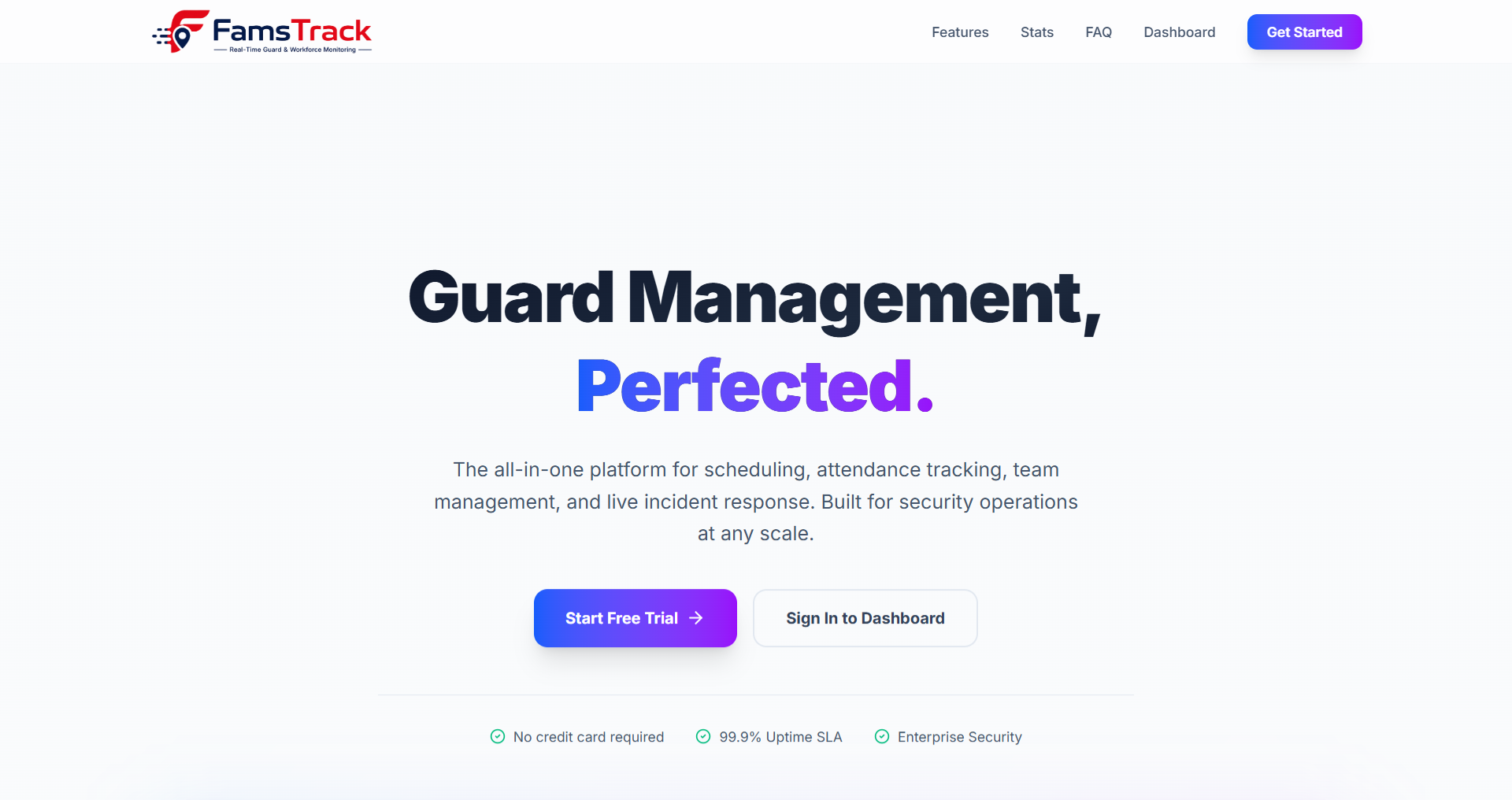 FamsTrack Landing Page